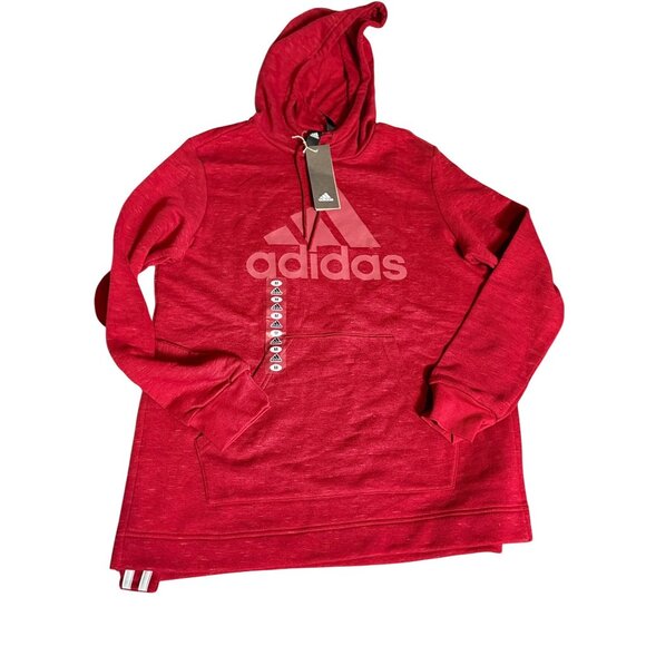 Adidas Womens Red maroon Hoodie Sweatshirt M 12-14 Logo Print Drawstring Comfor - Picture 7 of 15